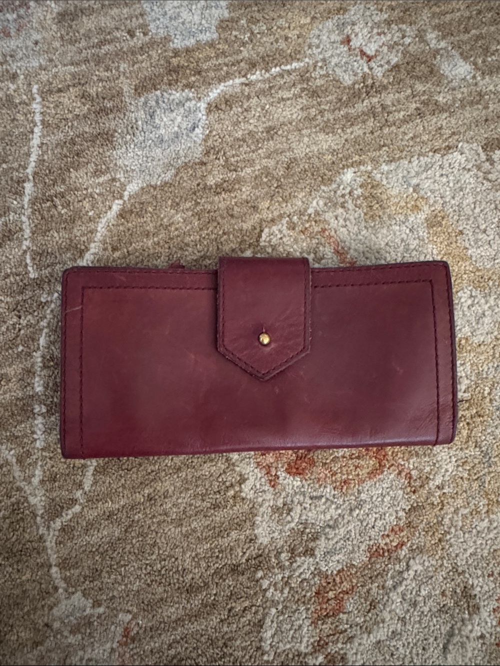 Madewell Burgundy Leather Wallet with Snap Closure